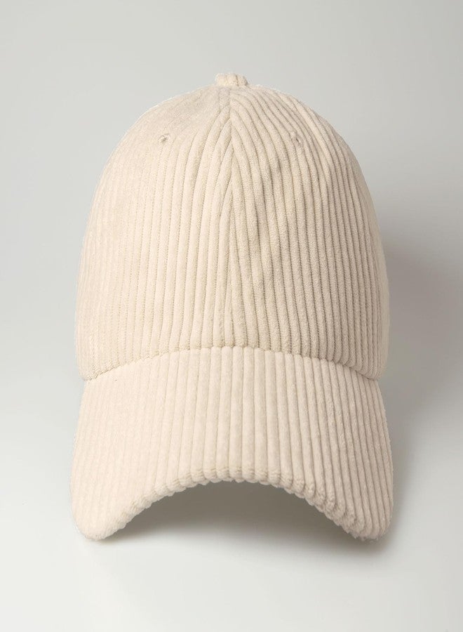 CHOK.LIDS Everyday Corduroy Baseball Cap for Men and Women Dad Hat Unisex Adjustable Lightweight Polo Style Curved Brim (Ivory) - Image 2